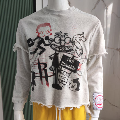 300 gsm 100%  French Terry Double Layer Distressed Sweatshirt